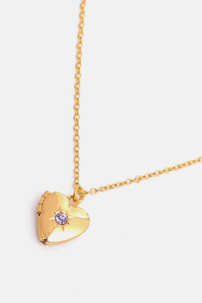 Zircon Heart Shape 14K Gold-Plated Pendant Necklace - Carri's Cache