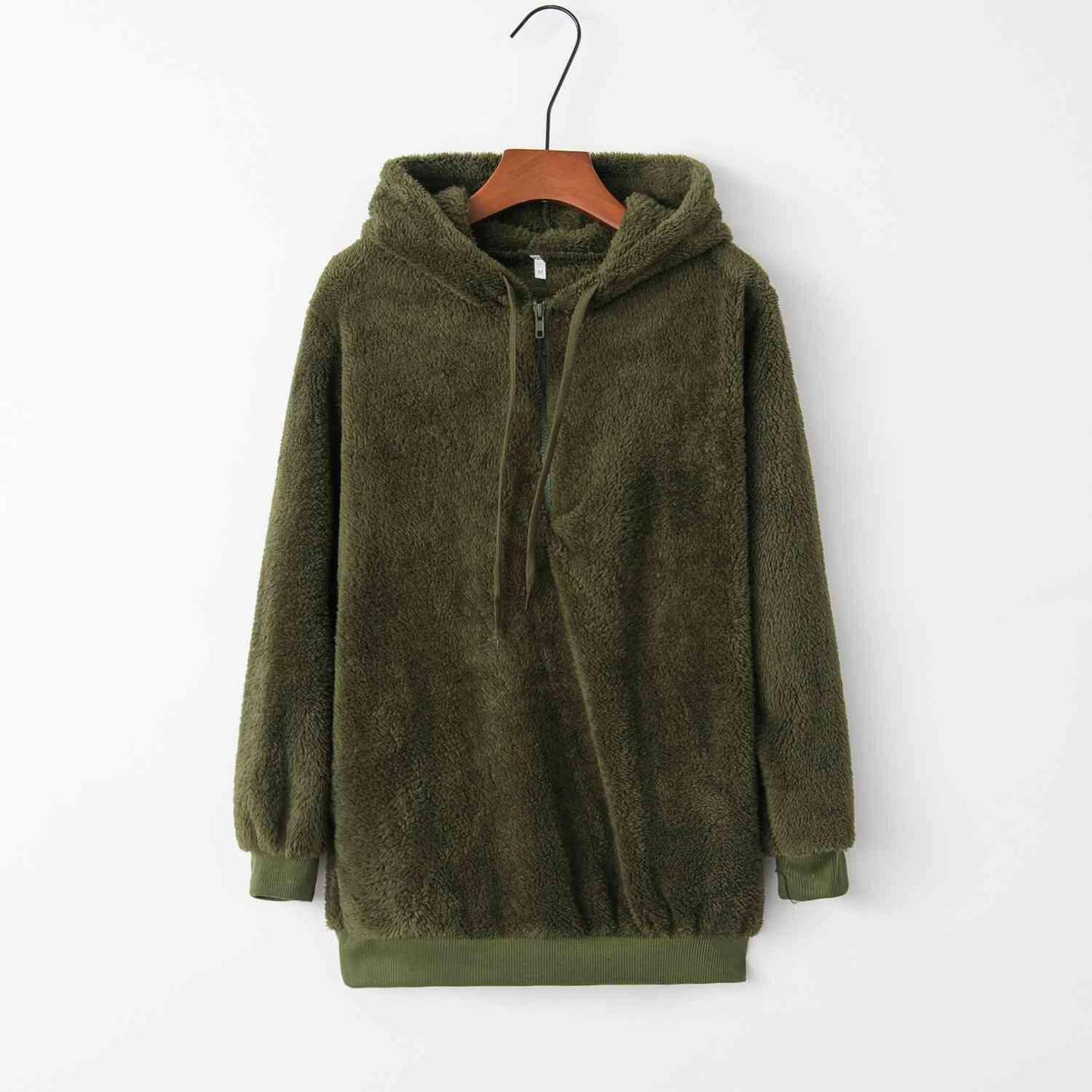 Quarter-Zip Drawstring Teddy Hoodie - Carri's Cache