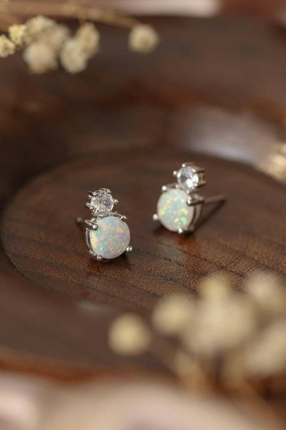 4-Prong Opal Stud Earrings.