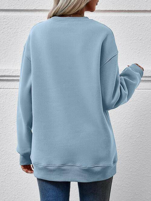 Letter Graphic Dropped Shoulder Sweatshirt - Carri's Cache