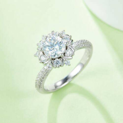 Moissanite 925 Sterling Silver Flower Shape Ring - Carri's Cache