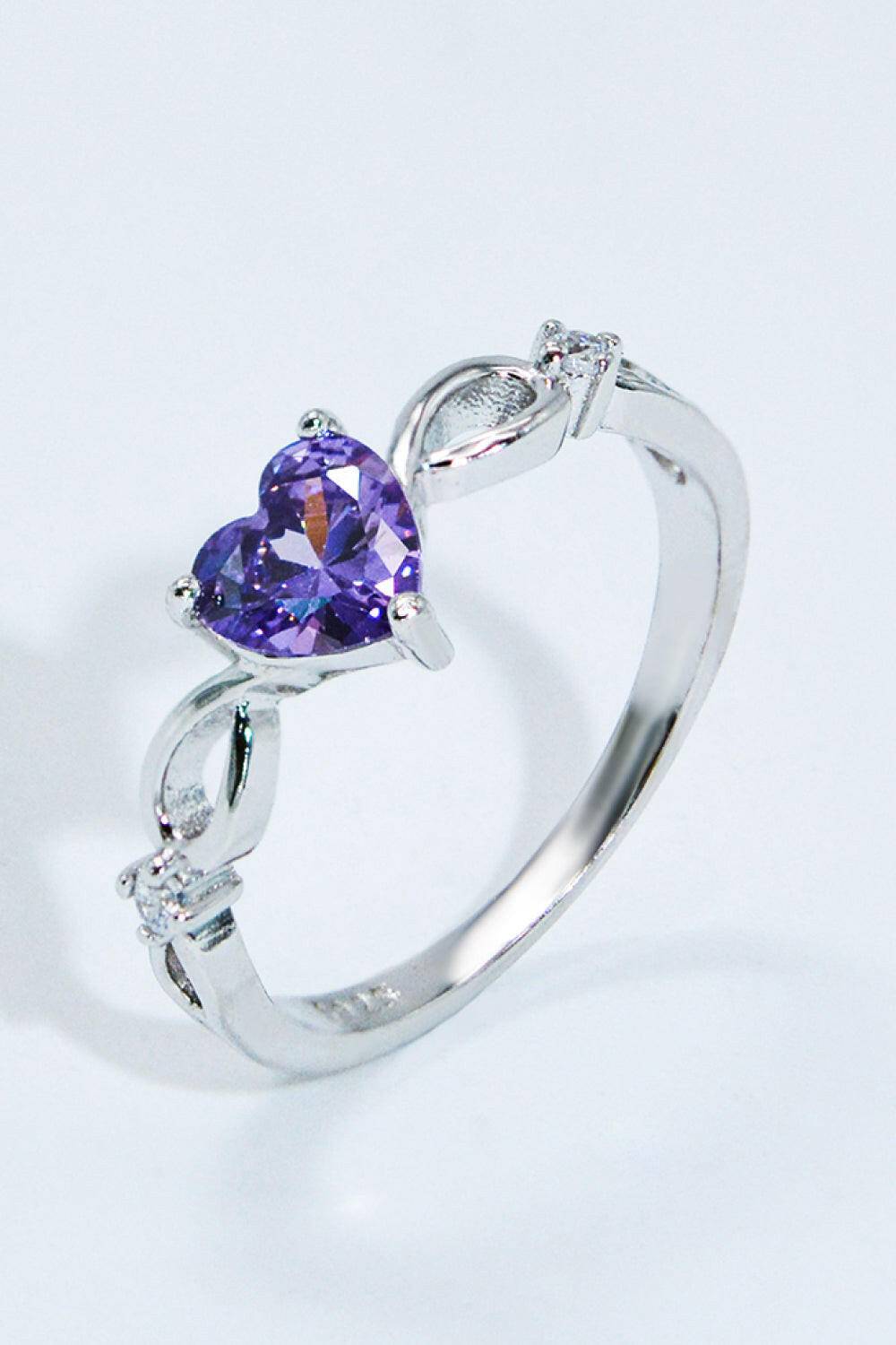 Crystal Heart 925 Sterling Silver Ring.