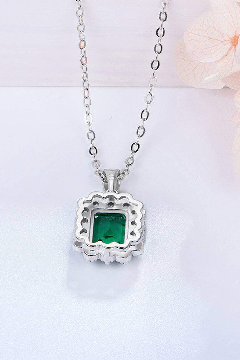 1.5 Carat Lab-Grown Emerald Pendant 925 Sterling Silver Necklace - Carri's Cache