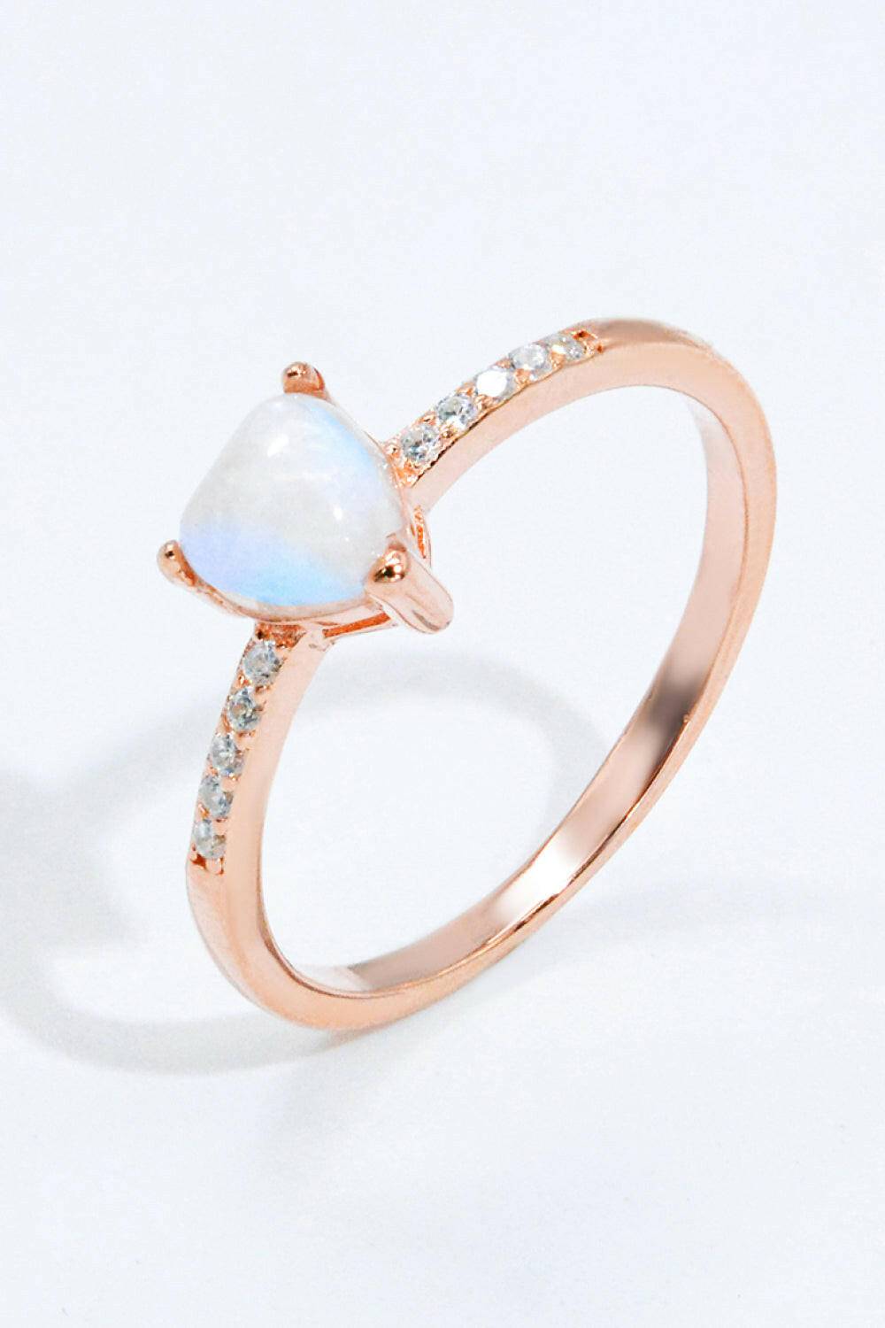 Natural Moonstone Heart 18K Rose Gold-Plated Ring.