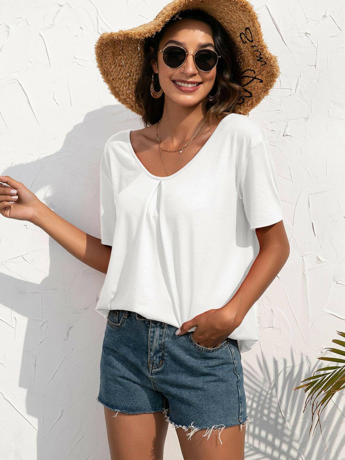 Lace Trim Short Sleeve Top - Carri's Cache