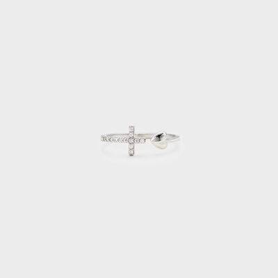 Heart Shape Cross Inlaid Zircon Open Ring - Carri's Cache