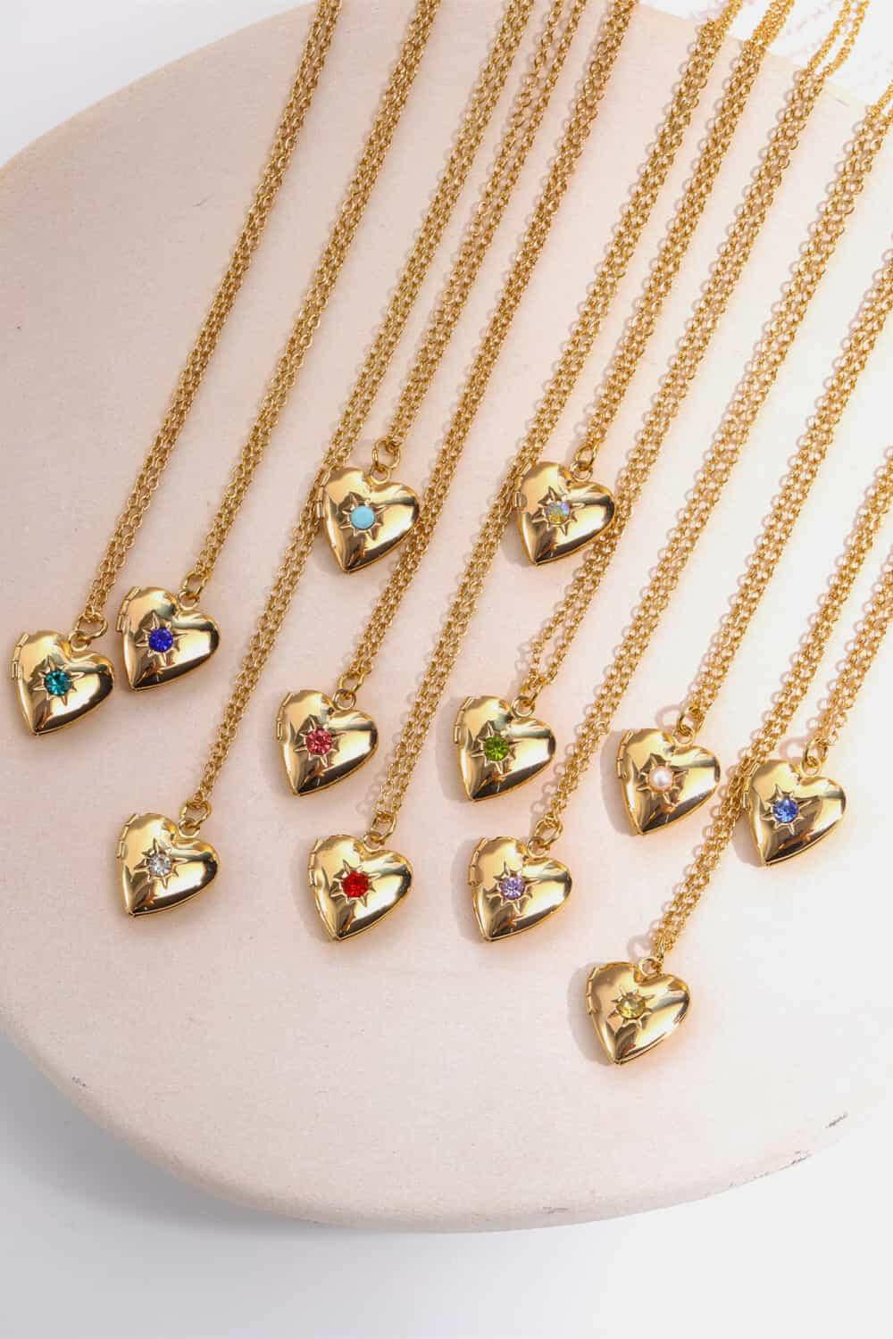 Zircon Heart Shape 14K Gold-Plated Pendant Necklace - Carri's Cache