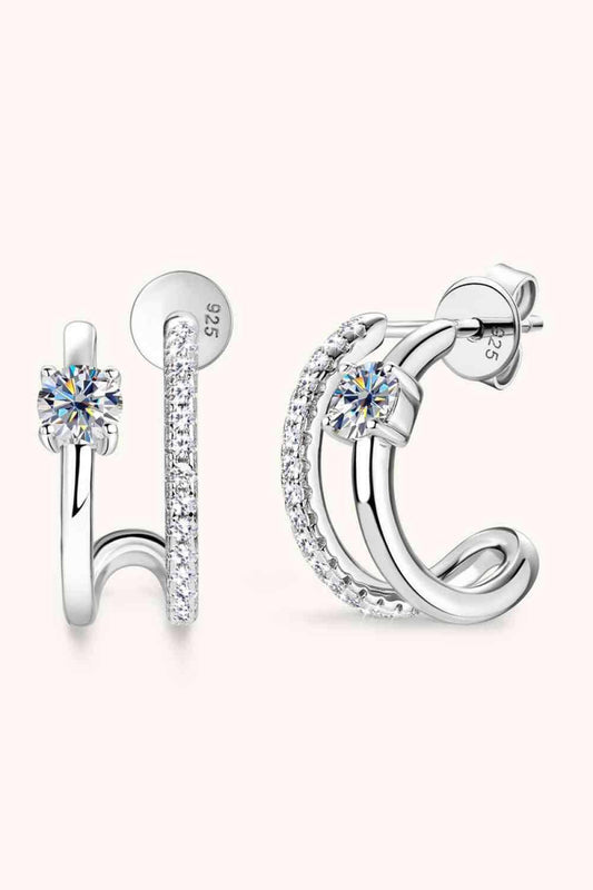 Moissanite 925 Sterling Silver C-Hoop Earrings - Carri's Cache