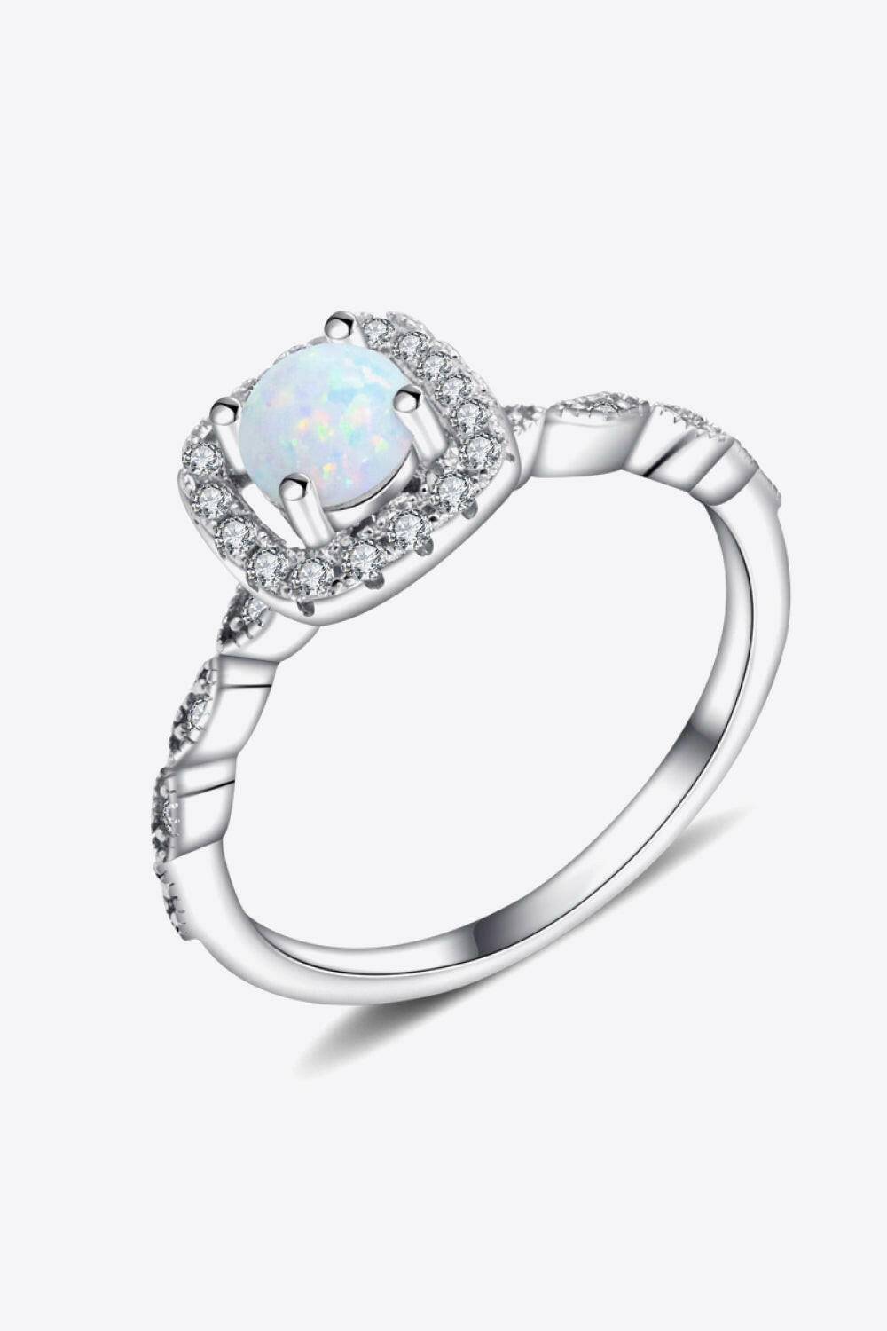 925 Sterling Silver Inlaid Opal Ring.