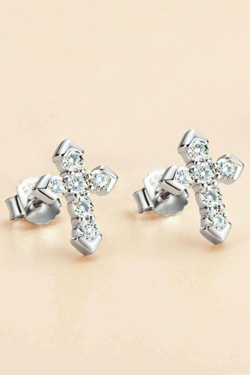 Moissanite Cross Stud Earrings.