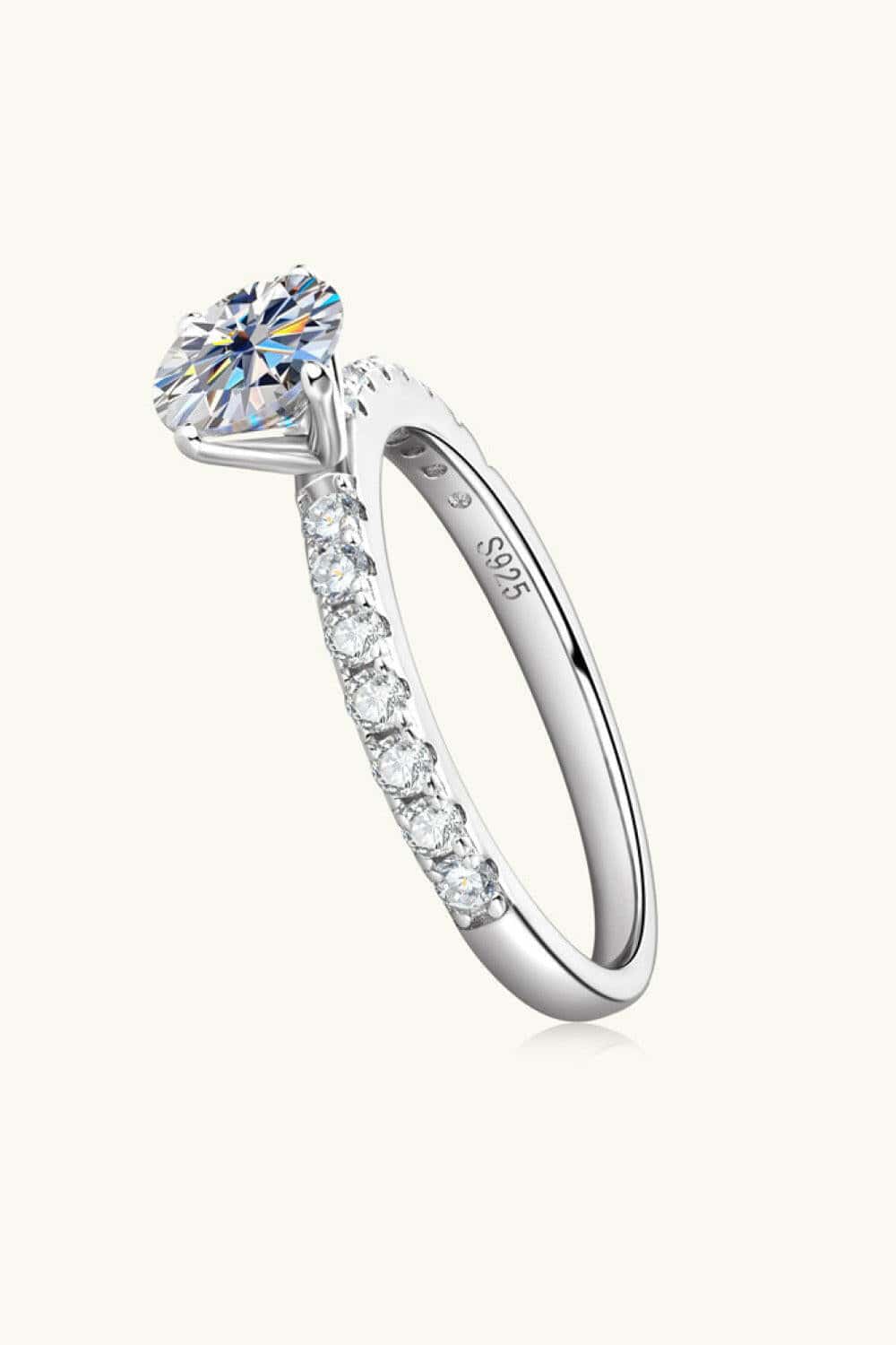 Moissanite Platinum-Plated Side Stone Ring - Carri's Cache