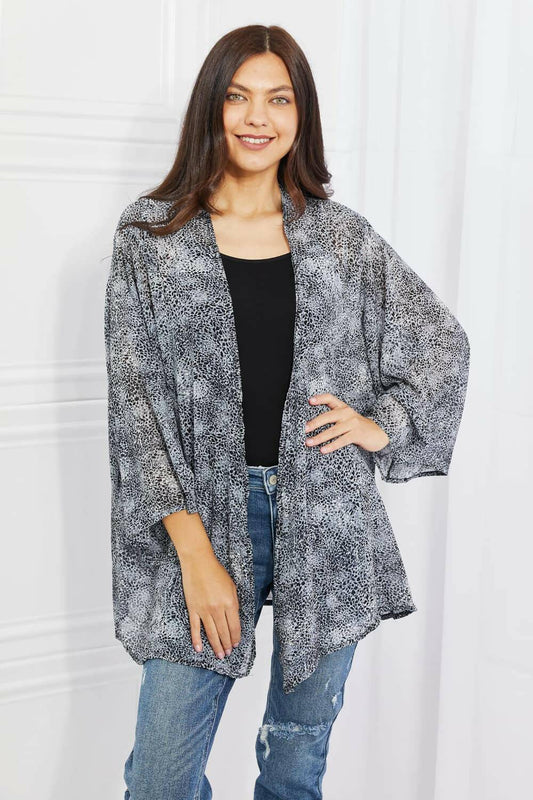 Melody Full Size Snake Print Chiffon Kimono - Carri's Cache