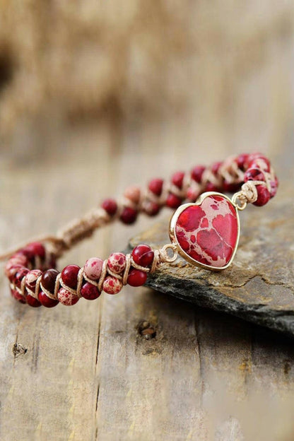 Handmade Heart Shape Natural Stone Bracelet - Carri's Cache