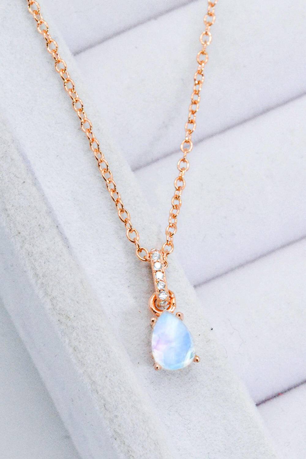 Moonstone Teardrop Pendant Necklace.