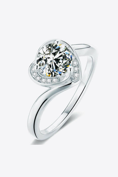 Beautiful Platinum-Plated Heart Ring.