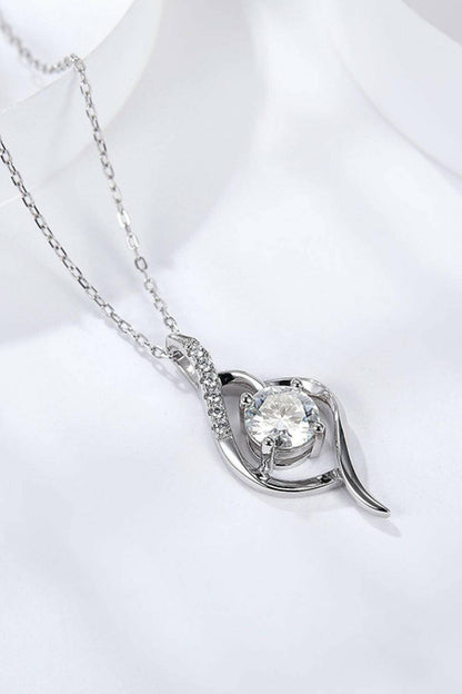 Platinum-Plated 1 Carat Moissanite Pendant Necklace.