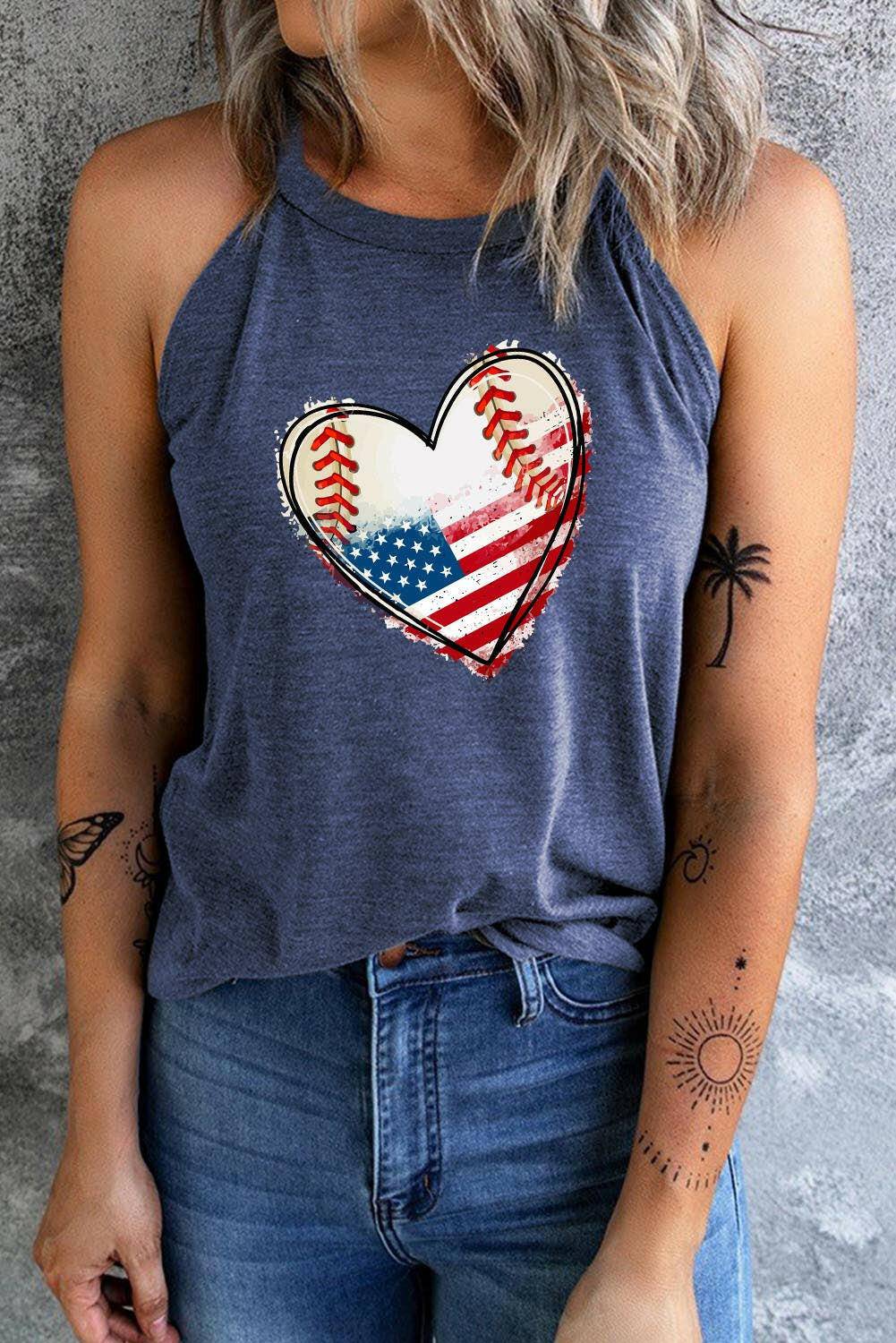 US Flag Heart Graphic Tank - Carri's Cache