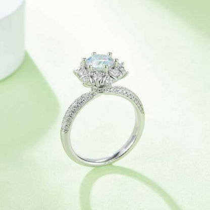 Moissanite 925 Sterling Silver Flower Shape Ring - Carri's Cache