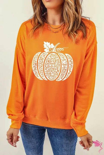 Dropped Shoulder Pumpkin Graphic Sweatshirt - Carri's Cache