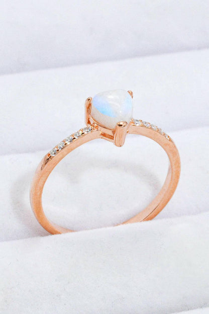 Natural Moonstone Heart 18K Rose Gold-Plated Ring.