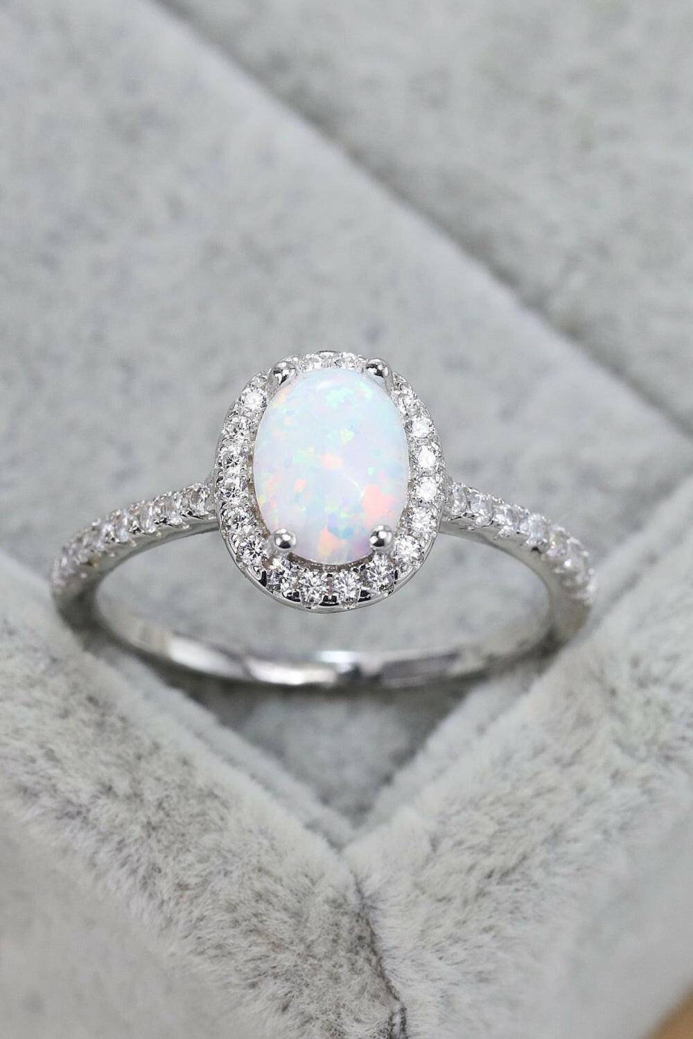 Opal 925 Sterling Silver Halo Ring - Carri's Cache