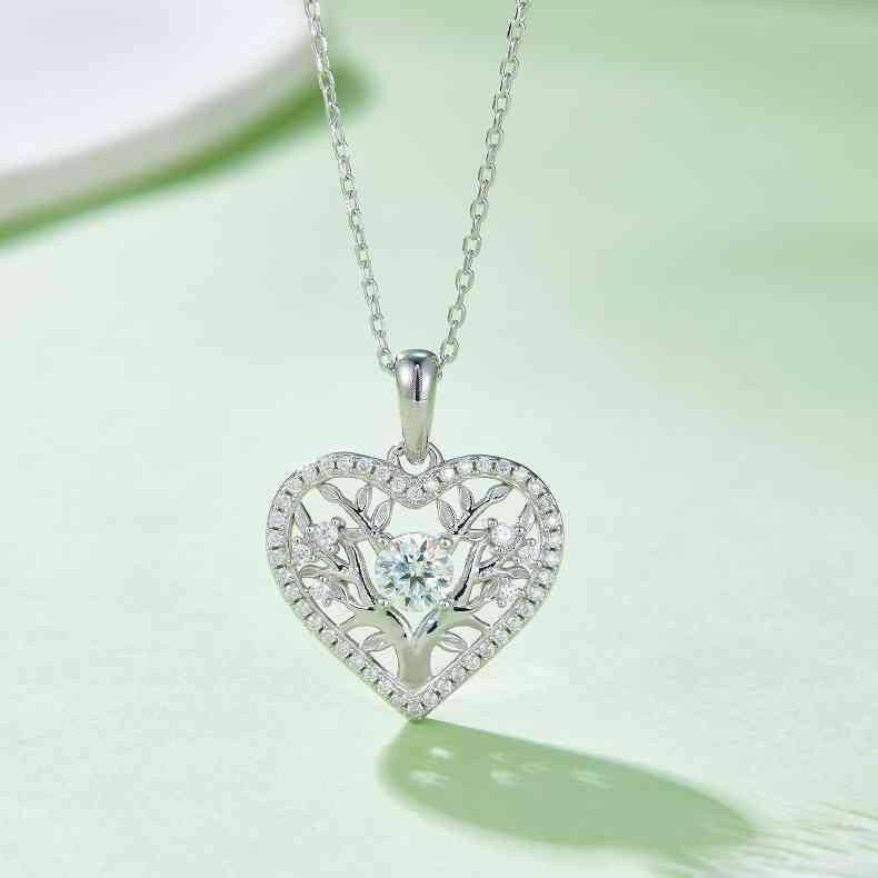 Moissanite 925 Sterling Silver Heart Shape Necklace - Carri's Cache