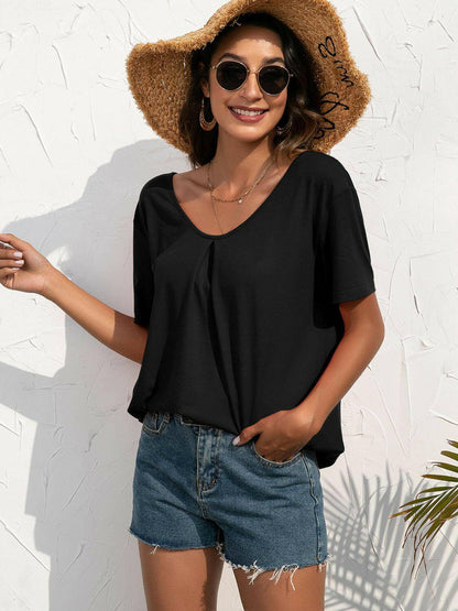 Lace Trim Short Sleeve Top - Carri's Cache