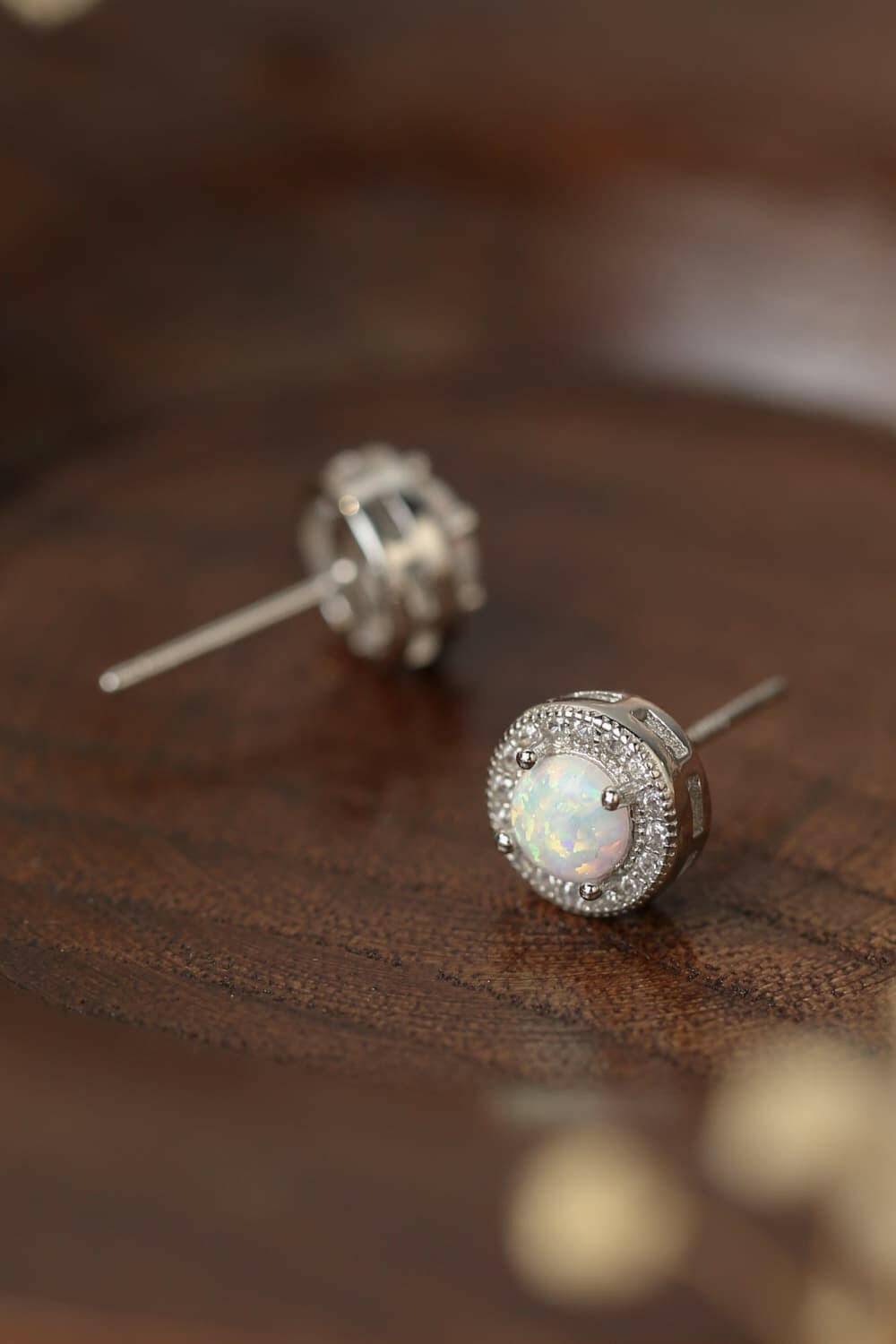 Opal 4-Prong Round Stud Earrings.