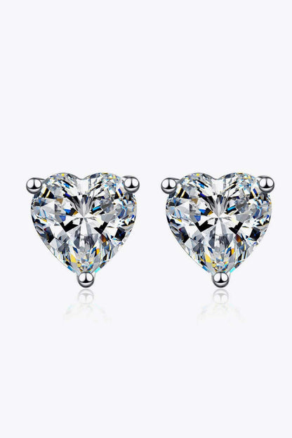 2 Carat Moissanite Heart-Shaped Stud Earrings - Carri's Cache