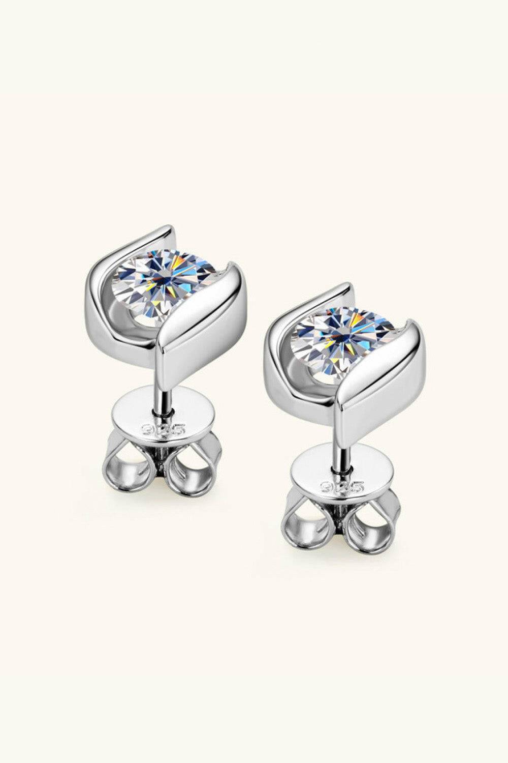 925 Sterling Silver Stud Earrings 1 Carat Moissanite - Carri's Cache