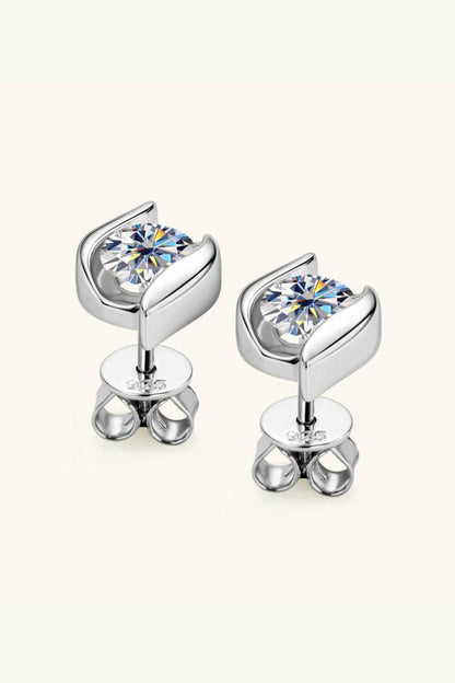 925 Sterling Silver Stud Earrings 1 Carat Moissanite - Carri's Cache