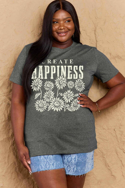 Simply Love Full Size CREATE HAPPINESS Graphic Cotton T-Shirt - Carri's Cache