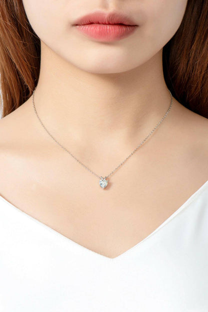 1 Carat Moissanite Heart-Shaped Pendant Necklace.