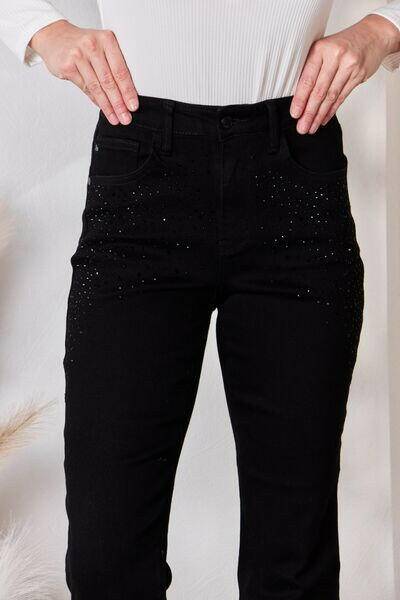 Judy Blue Full Size Rhinestone Embellished Slim Jeans - Carri's Cache