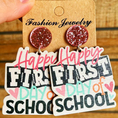 School Theme Wooden Dangle Earrings - Carri's Cache