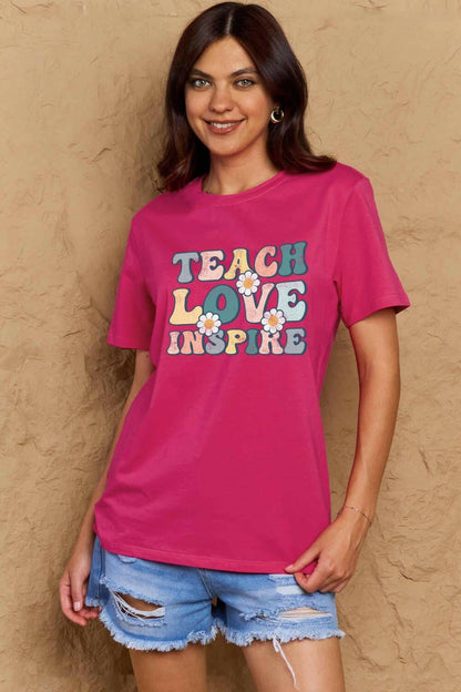 Simply Love Full Size TEACH LOVE INSPIRE Graphic Cotton T-Shirt - Carri's Cache