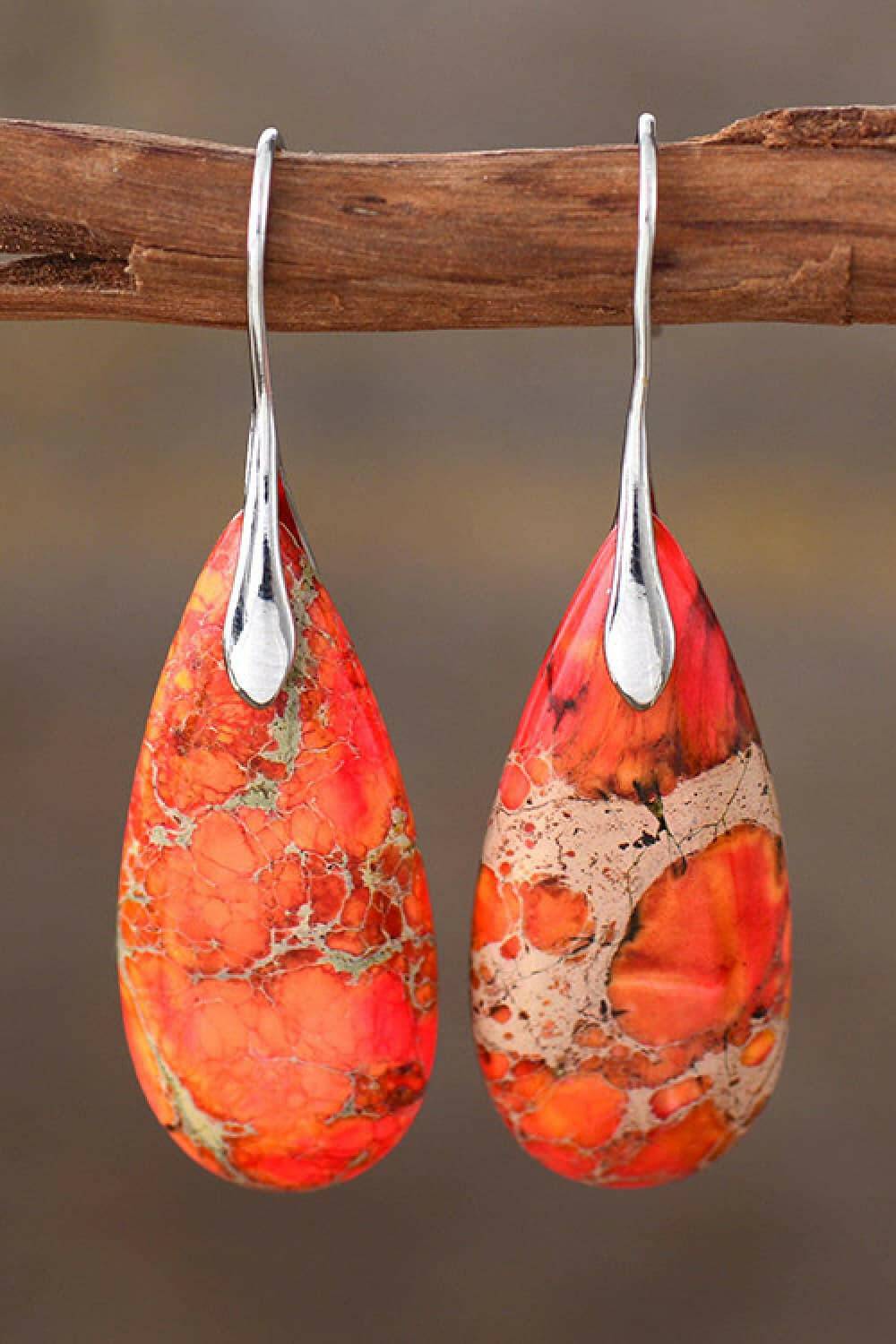 Handmade Teardrop Shape Natural Stone Dangle Earrings - Carri's Cache