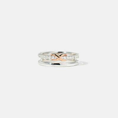 Double-Layered Zircon 925 Sterling Silver Ring - Carri's Cache