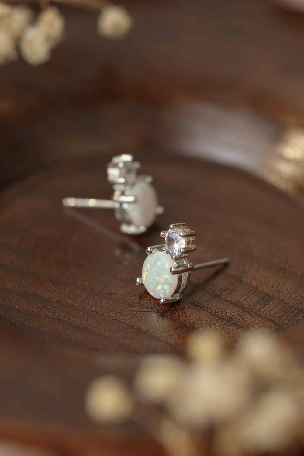 4-Prong Opal Stud Earrings.