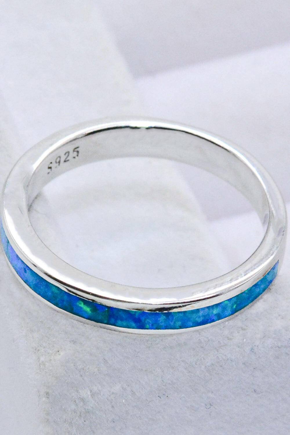 925 Sterling Silver Opal Ring in Sky Blue.