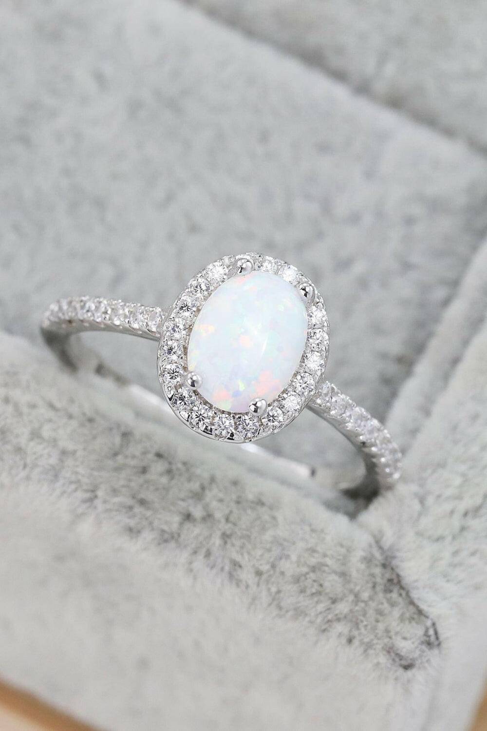 Opal 925 Sterling Silver Halo Ring - Carri's Cache