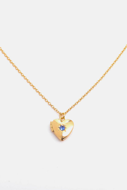 Zircon Heart Shape 14K Gold-Plated Pendant Necklace - Carri's Cache