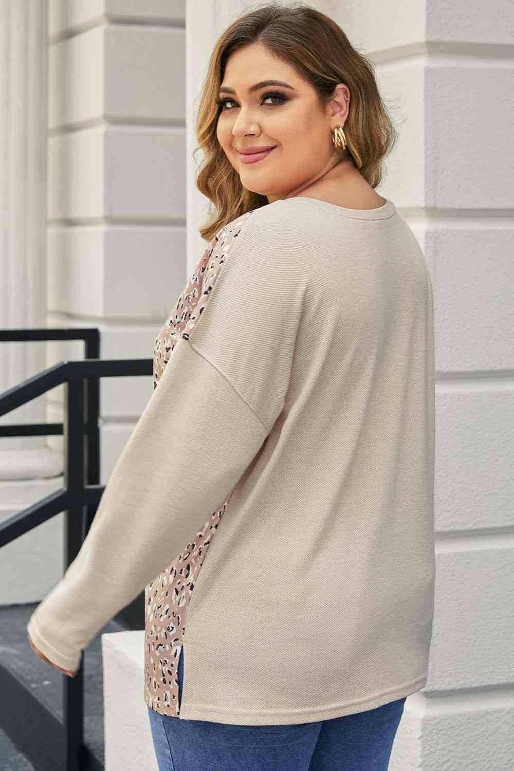 Plus Size Multicolor V-Neck Dropped Shoulder Sweater - Carri's Cache