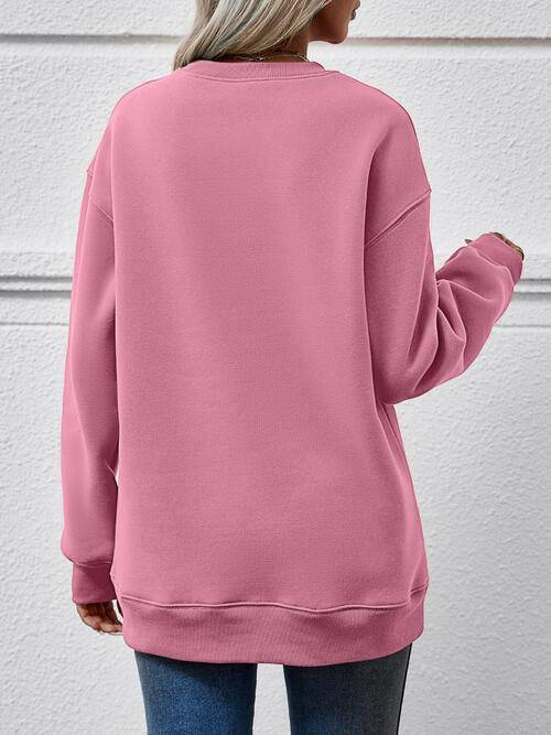 Letter Graphic Dropped Shoulder Sweatshirt - Carri's Cache