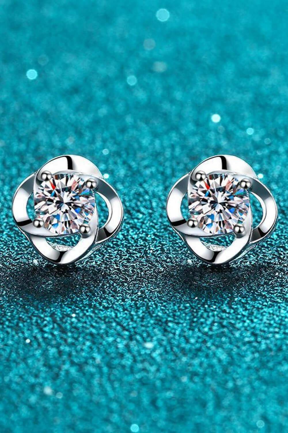 It's Your Day Moissanite Rhodium-Plated Stud Earrings - Carri's Cache