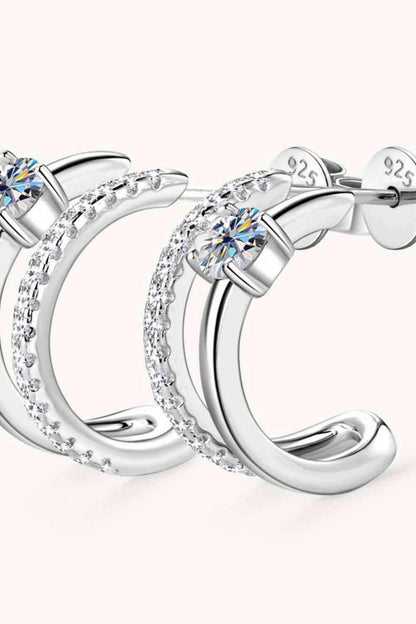 Moissanite 925 Sterling Silver C-Hoop Earrings - Carri's Cache