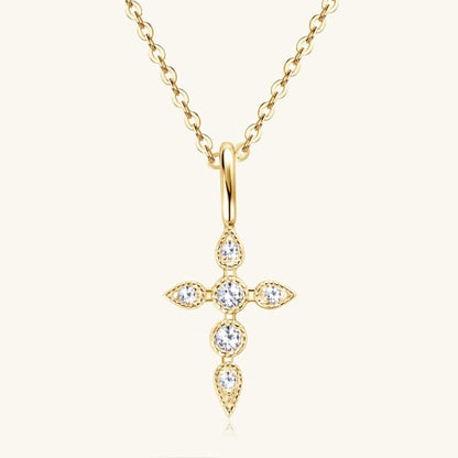 925 Sterling Silver Moissanite Cross Pendant Necklace - Carri's Cache