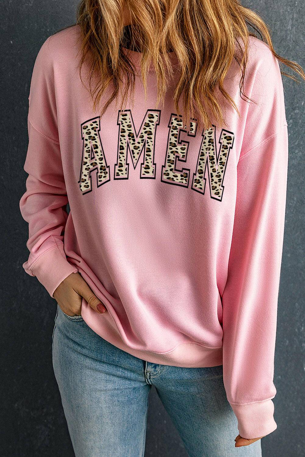 Dropped Shoulder AMEN Graphic Sweatshirt - Carri's Cache