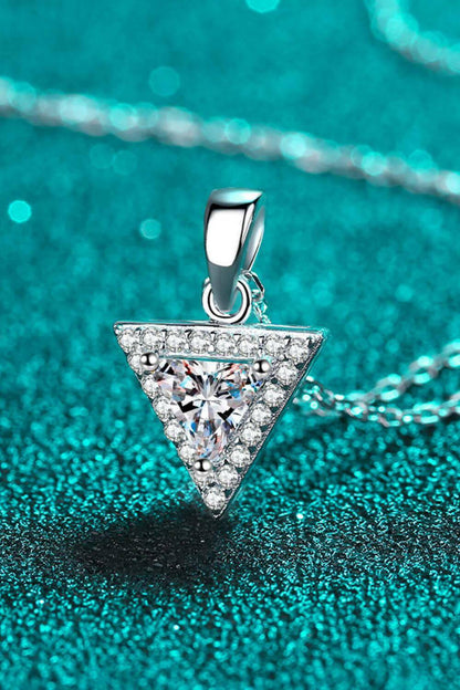 925 Sterling Silver Triangle Moissanite Pendant Necklace - Carri's Cache