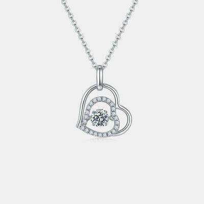 Moissanite 925 Sterling Silver Heart Necklace - Carri's Cache